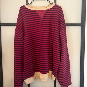 NWOT Striped Free People oversized crewneck XL